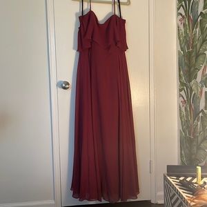 Burgundy Bridesmaid Dress Chiffon, Size 16